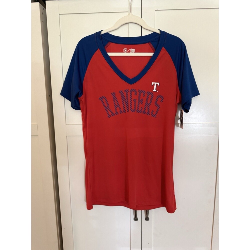 Campus Lifestyle Texas Rangers V-Neck Raglan Shirt NWT